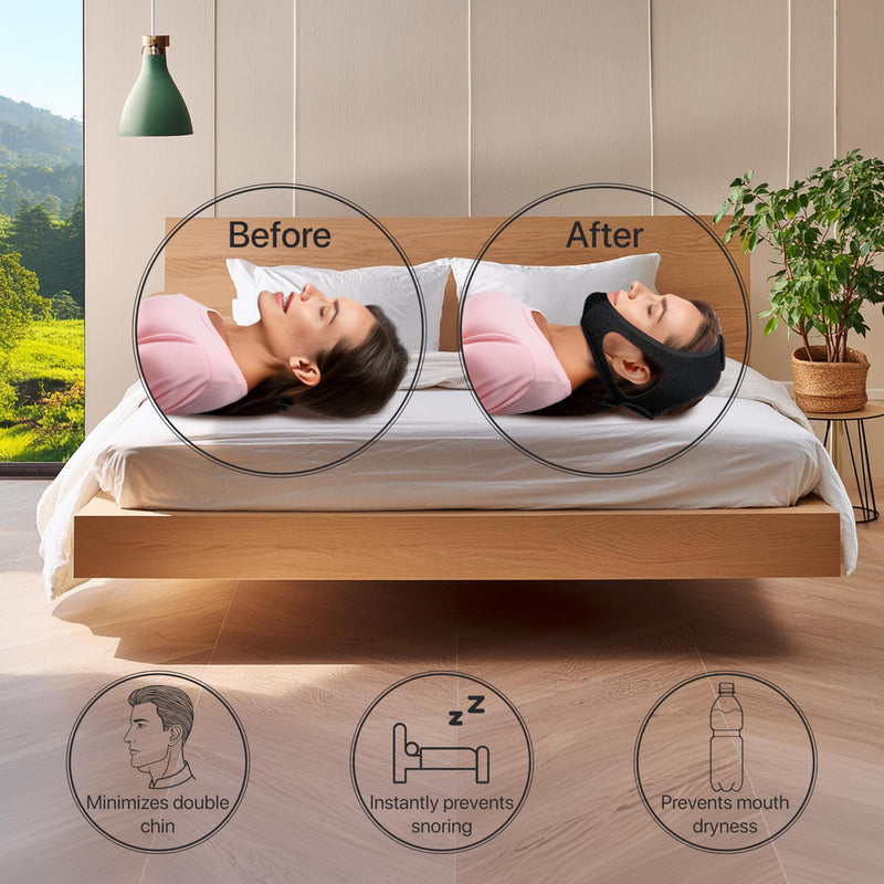 [Australia] - Chin Strap for CPAP Users | Comfortable Mouth Support to Encourage Closed Mouth Positioning Nasal Breathing for Men and Women Who Breathe Through The Mouth During Sleep by PIDOTI (Black, L-XL) Black 