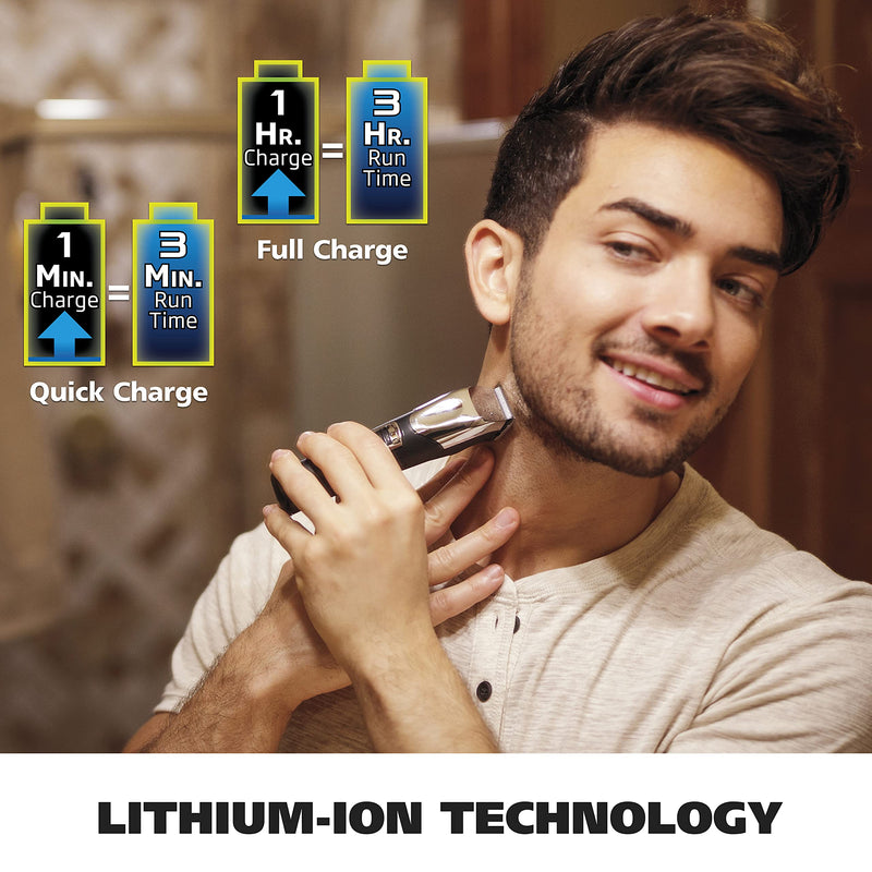 [Australia] - Wahl USA Rechargeable Lithium Ion All in One Beard Trimmer for Men with Detail and Ear & Nose Hair Trimmer Attachment – Model 9854-600B 