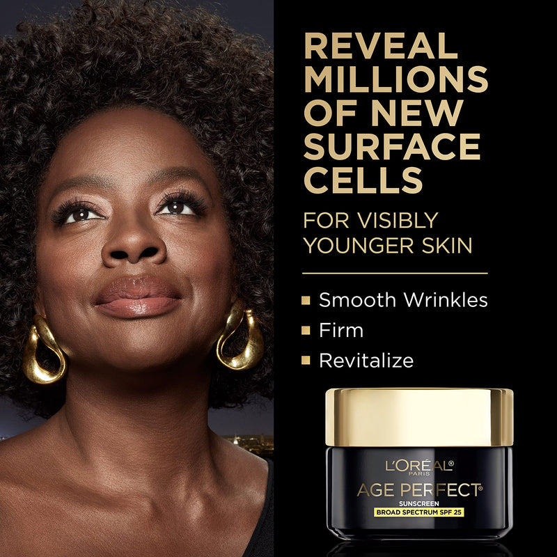 LOreal Paris Age Perfect Cell Renewal Anti-Aging Day Moisturizer with Broad Spectrum SPF 25 Sunscreen,Antioxidants,and Vitamin E 1.7oz,(Pack of 2) 1.7 Ounce (Pack of 2)