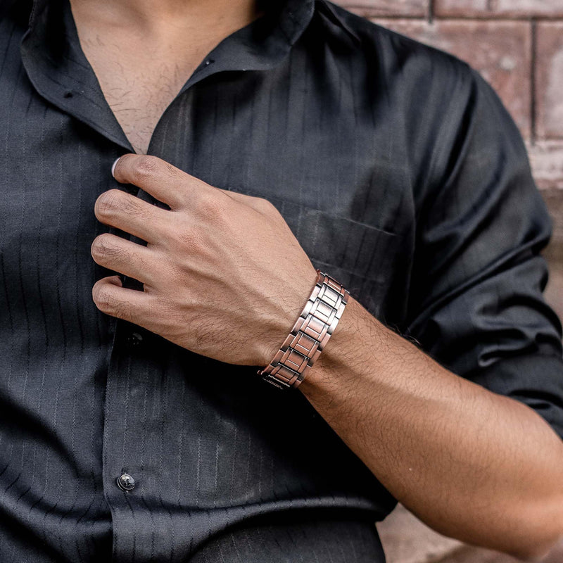 [Australia] - MagnetRX® 3X Strength Copper Bracelet – 99.9% Pure Copper Bracelets for Men with Magnets – Premium Fold-Over Clasp and Adjustable Bracelet Length with Included Sizing Tool (Stealth) Stealth 