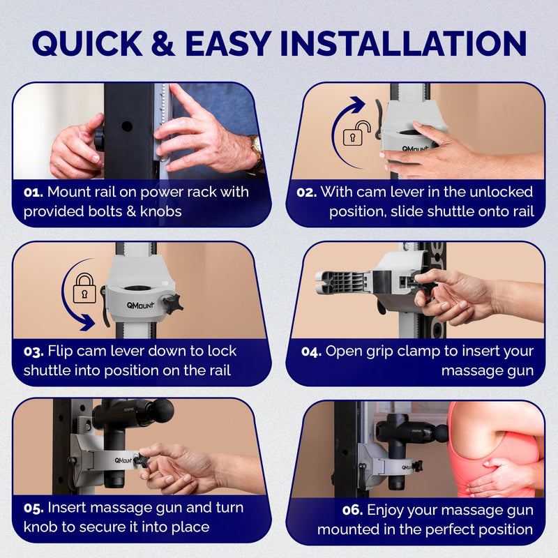 [Australia] - Massage Gun Holder - Power Rack Mounted - Fully Adjustable - Holds Firm Never Moves or Slips - Hands Free Back Massager - Rack Attachments - Massage Gun Attachments Power Rack Mount 