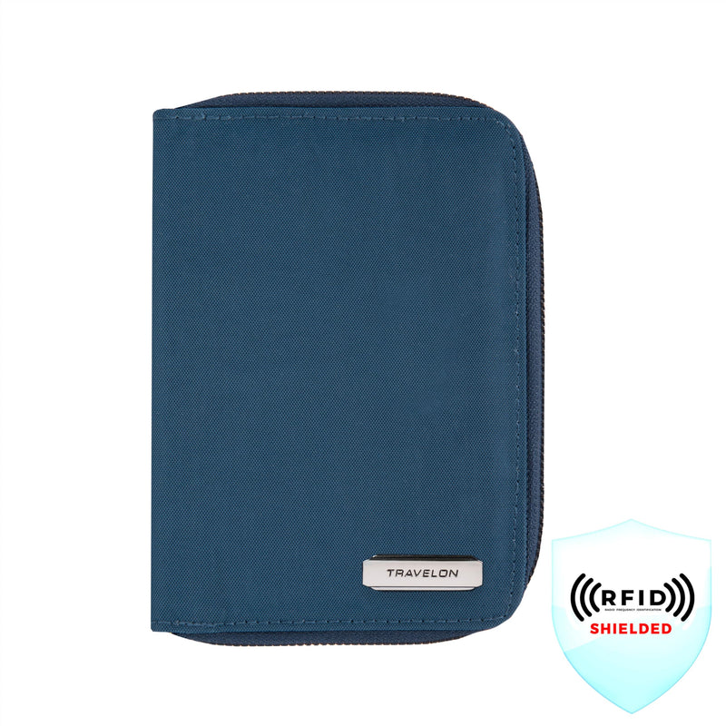 Travelon RFID Blocking Passport Zip Wallet 4.5”W x 6”H x 0.75”D Ocean