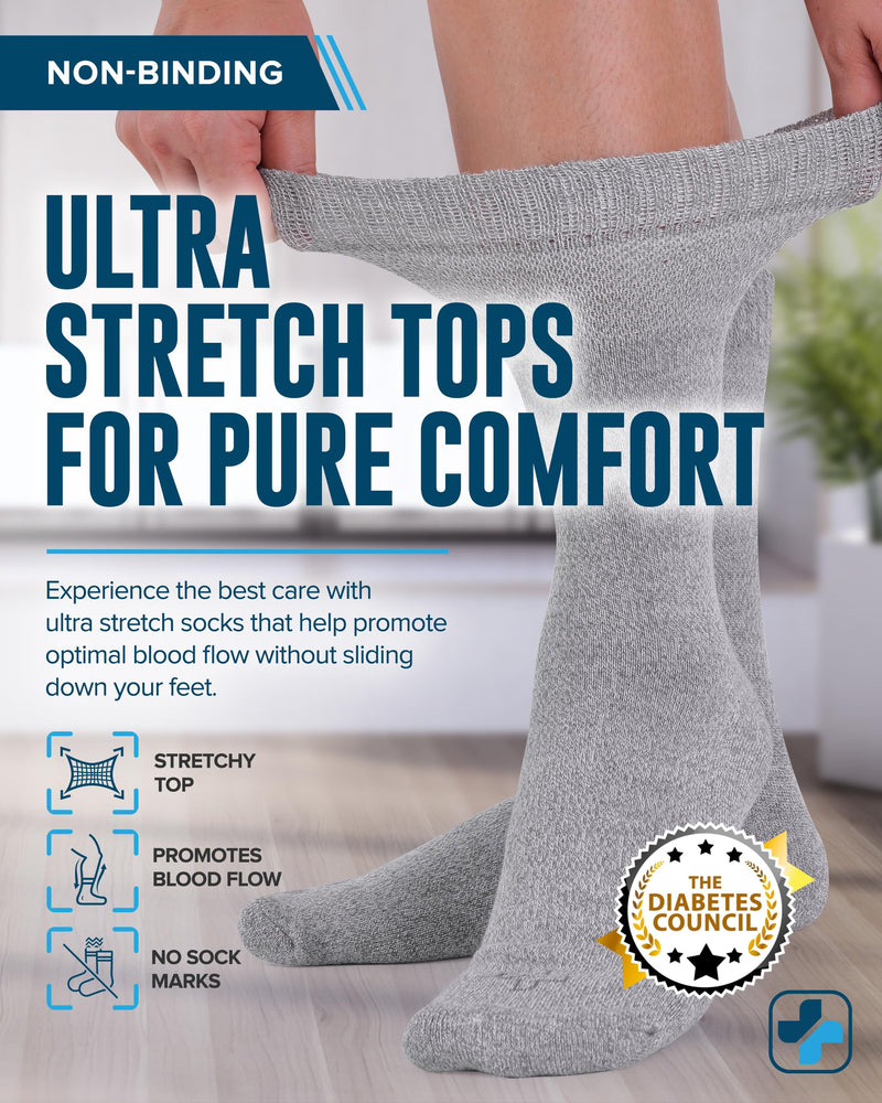 [Australia] - Doctor's Select Bamboo Viscose Diabetic Socks Women - 4 Pairs Crew Womens Diabetic Socks | Diabetic Socks for Women Size 6-9 Medium Black, Grey, Beige, Navy 