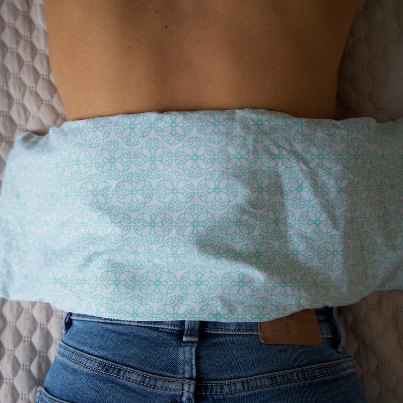 [Australia] - Cherry stone pillow microwave 60x20cm - turquoise - grain pillow large for back/shoulder/neck - heat pillow for adults/children - cherry pillow with chambers - long core pillow for heat/cold therapy 