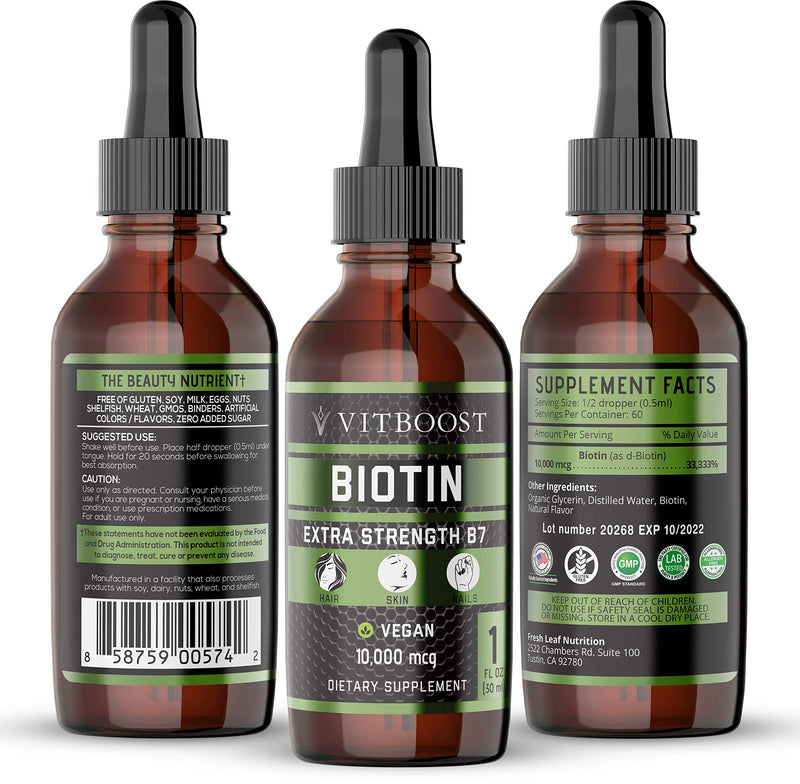 VITBOOST Vegan Liquid B12 Drops 60 x 5000mcg Extra Strength Raspberry Flavored VIT B12 Liquid Methylcobalamin sublingual Supplement & Extra Strength 10,000mcg Biotin Liquid Drops Organic Berry Flavor