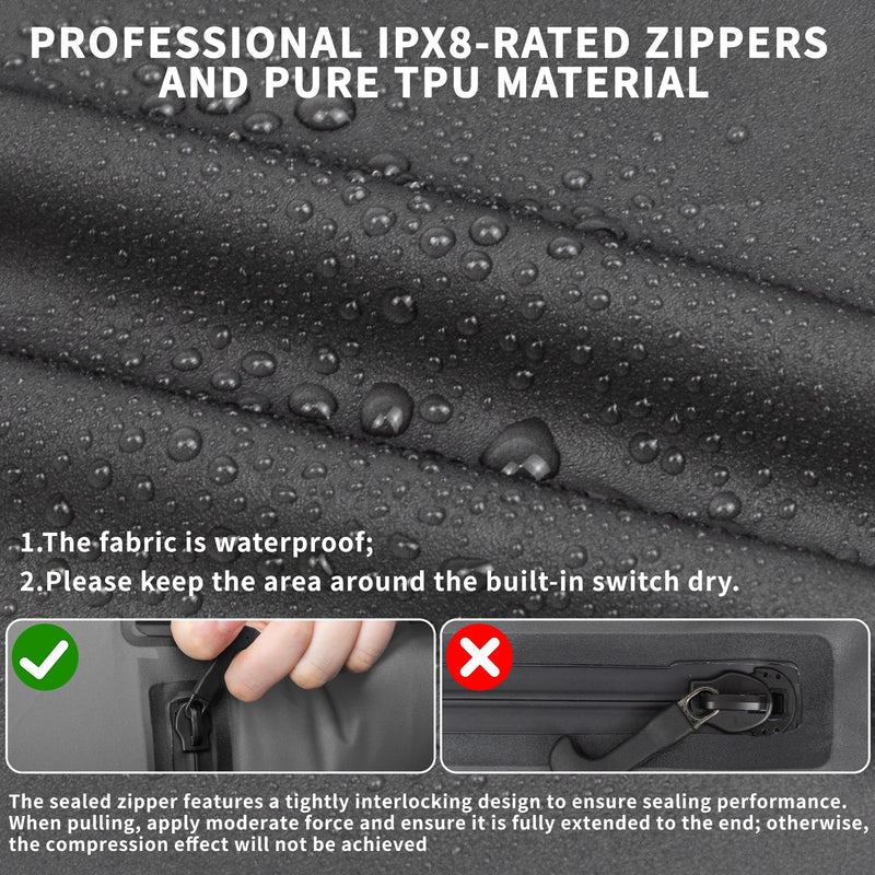 Vacuum Bag for Travel, Reusable Compression Bags with Built-in Pump | IPX8 Waterproof Packing Cubes for Suitcase, Durable Airtight TPU Space Saver Bags for Clothing, Carry On• Safe(1 PACK) Translucent black 1 PACK