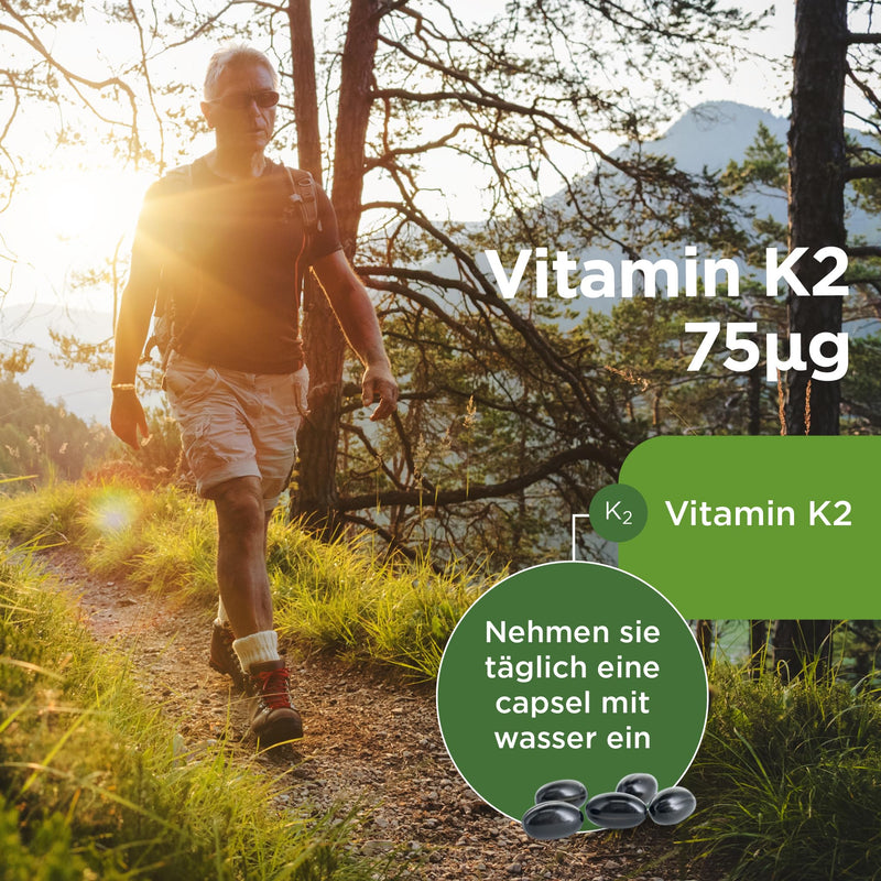 [Australia] - Healthspan Vitamin K2 75 µg | Bone and blood health | Purest and most active form | Vegan | 60 capsules 