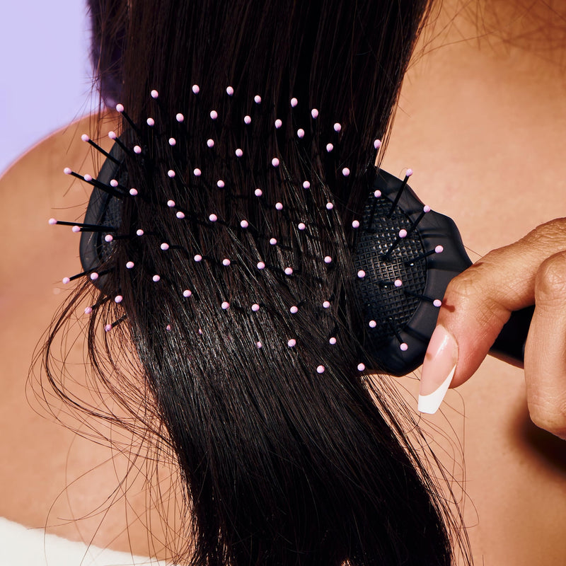 Gimme Hair Brush - Mini Travel Detangler Brush for Thick Hair with Anti-Static, Heat-Resistant & Flexible Nylon Bristles - Hair Tools for Women, Teens & Girls, Black