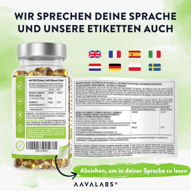[Australia] - Vitamin D3 K2 high dosage with virgin olive oil - Vitamin D high dosage 2000 IU + Vitamin K2 MK7 100μg - sunshine vitamins Vitamin D K2 GMO, gluten and lactose free 180 Vitamin D3 K2 capsules high dosage 