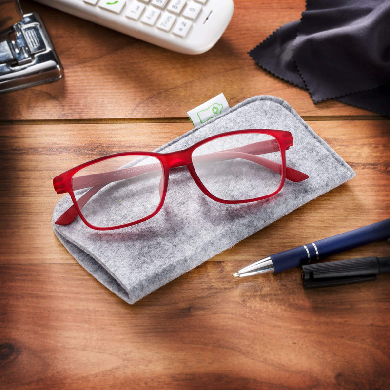 [Australia] - FEFI - insert glasses case made from recycled PET bottles - with high-quality glasses cleaning cloth/microfiber cloth gray 
