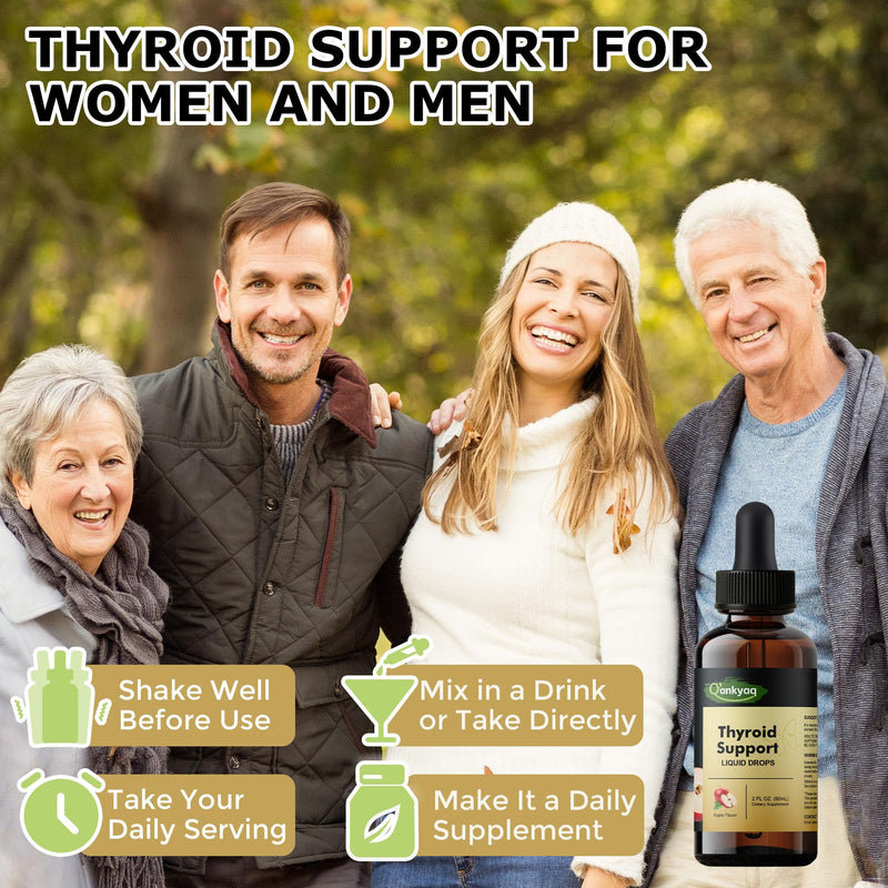 [Australia] - Q'ankyaq Thyroid Support Liquid Drops, Thyroid Support for Women & Men, with Iodine, Selenium, Zinc, L-Tyrosine & Ashwagandha, Hormone Balance, Metabolism, Immune & Energy Support, Vegan, 60ML 