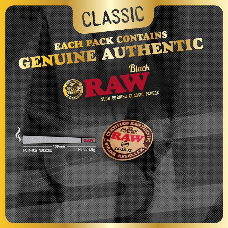 [Australia] - RAW Black Cones King Size | 100 Pack | Natural Pre Rolled Rolling Paper Pressed Extra Fine for Thin, Slow Burning, Naturally Translucent Paper with Tips & Packing Tubes Included Classic 100 Count (Pack of 1) 