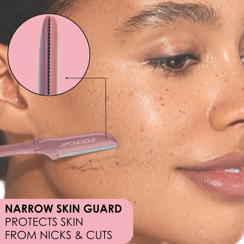 JAPONESQUE Precision Dermaplaner Facial Razors – 2pk 6 Piece Set, Eyebrow and Facial Hair Single Blade Razors for Women and Men, 2pk, 6ct.