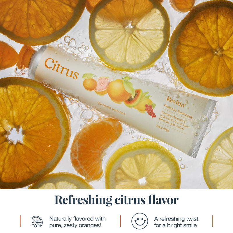 [Australia] - Revitin Toothpaste | Fluoride-Free Prebiotic Citrus Tooth Gel | No SLS, Gluten Free, Dye Free, GMO Free, No Sweeteners | Non-Toxic, Kid Approved 3.4 Ounce (Pack of 1) 