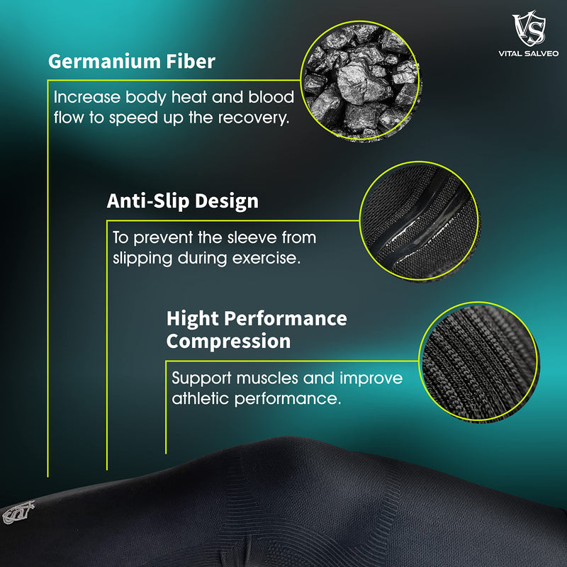Vital Salveo Recovery Compression Sports Full Leg Sleeve Thigh Calf Long Knee Support Basketball Black (1 Pair) Small Small (Pack of 2)