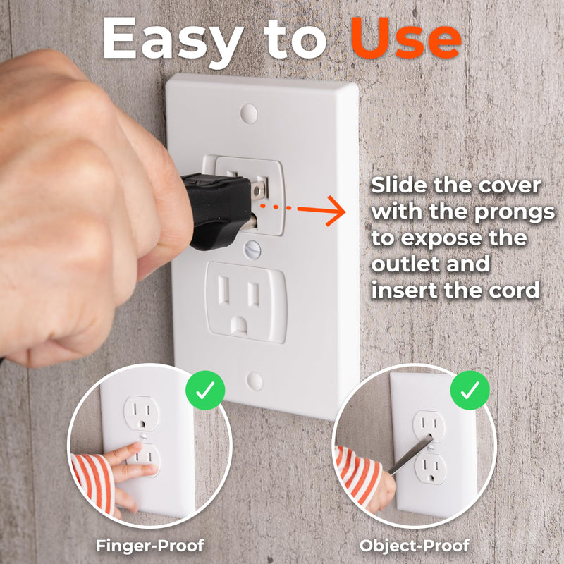 [Australia] - 4-Pack Self-Closing Outlet Covers Baby Proofing - for Standard Single Screw & Decorator 2-Screw Outlets - Child Proof Sliding Outlet Covers 