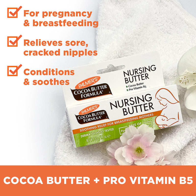 Palmer's Cocoa Butter Formula Nursing Butter for Breastfeeding (1.1 Oz) | Soothing relief for breastfeeding moms to help relieve sore, cracked nipples and leave skin soft. Dermatologically tested. 1.1 Ounce (Pack of 1)