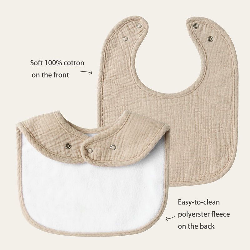 8 Pack Muslin 100% Cotton Baby Bibs for Unisex, Soft and Absorbent Gender Neutral Set for Feeding and Drooling Green