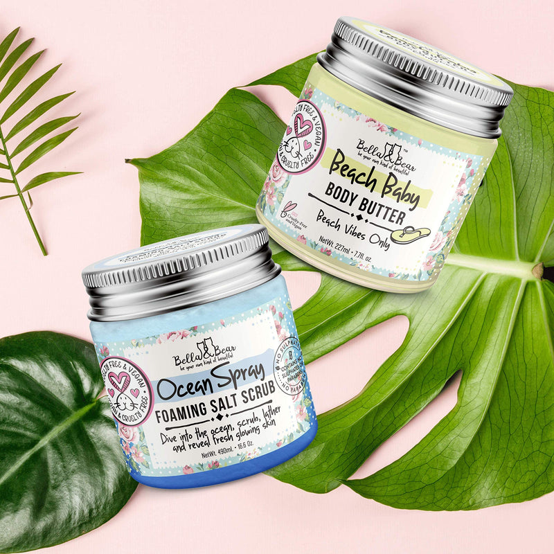 [Australia] - Bella and Bear Beach Baby Body Butter - Moisturizing Shea Cream for Women - Vegan, Cruelty& Oil-Free - Helps Prevents Pregnancy Stretch Marks 6.76-oz 