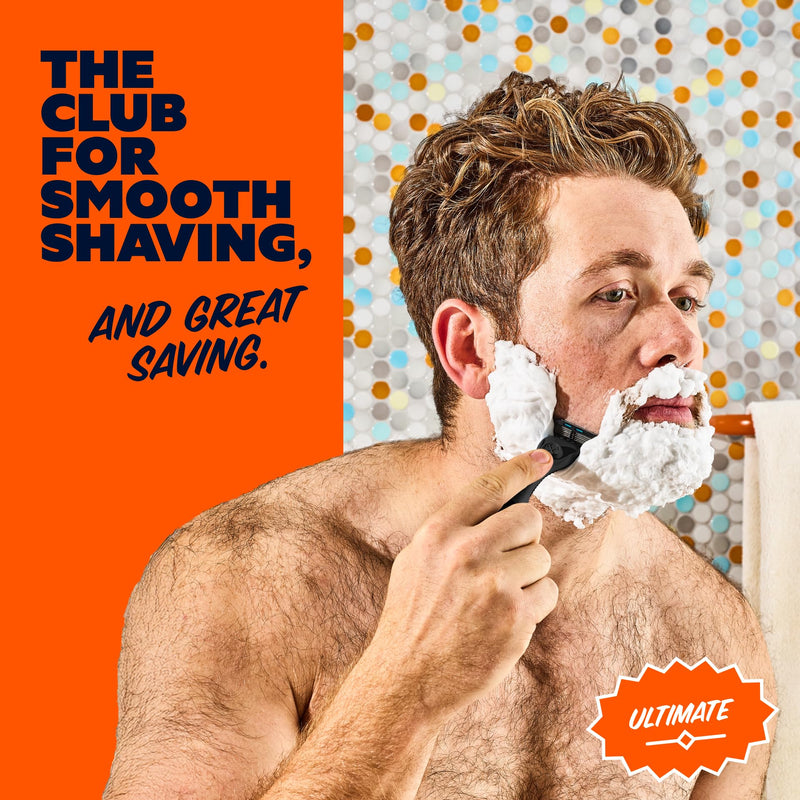 [Australia] - Dollar Shave Club Ultimate Set | 4 Swift Rinse Refill Cartridges, 1 Handle, 1 Prep Scrub 3 oz, 1 Shave Cream 6 oz, 1 Post Shave Dew 3.4 oz 5 Count (Pack of 1) Silver 