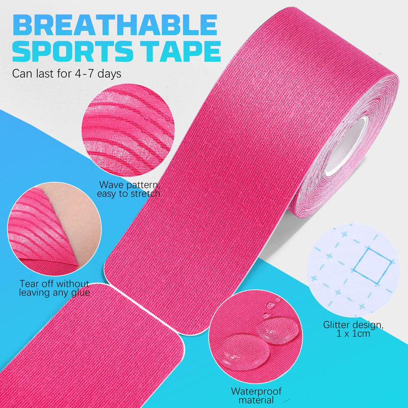 [Australia] - 4 rolls of kinesiology tapes pre-cut, 80 strips of sports tape 5 cm x 25 cm kinesiology tape, elastic, waterproof, skin-friendly physio tape with scissors for sports for elbows, knees, shoulders 