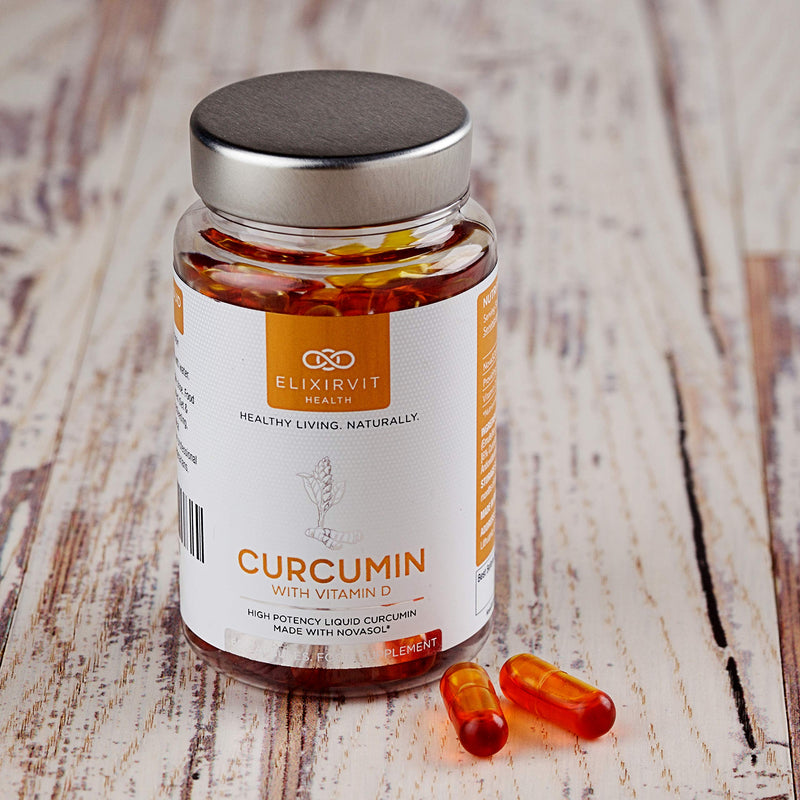 Liquid Curcumin with Vitamin D – 185x More Bioavailable Than Typical Turmeric/Curcumin Supplements – Advanced Turmeric Extract with NovaSOL – 60 High Strength Capsules