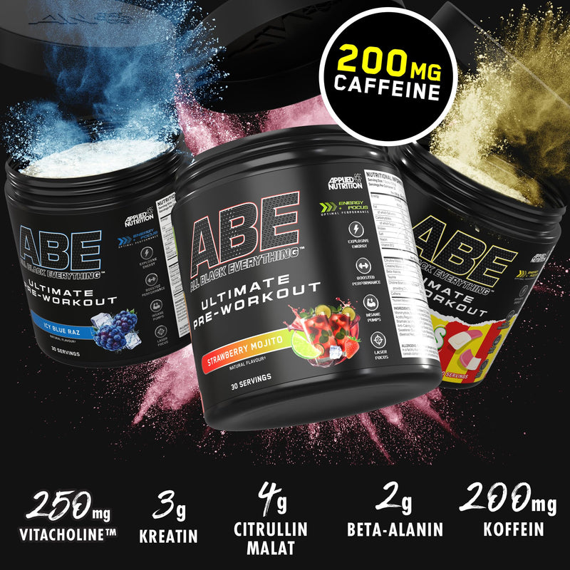 [Australia] - Applied Nutrition ABE Pre Workout Powder - Pre Booster for Energy & Performance with Citrulline, Creatine Monohydrate, Beta Alanine (375 g - 30 servings)(Sour Apple) Sour Apple 