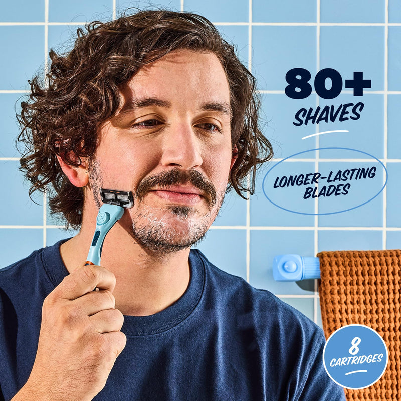 Dollar Shave Club | 6 Blade Razor Refills (8 Pack) | 6 Stainless Steel Blades for a Close & Comfortable Shave, 1 One Wipe Charlies 8 Count (Pack of 1)