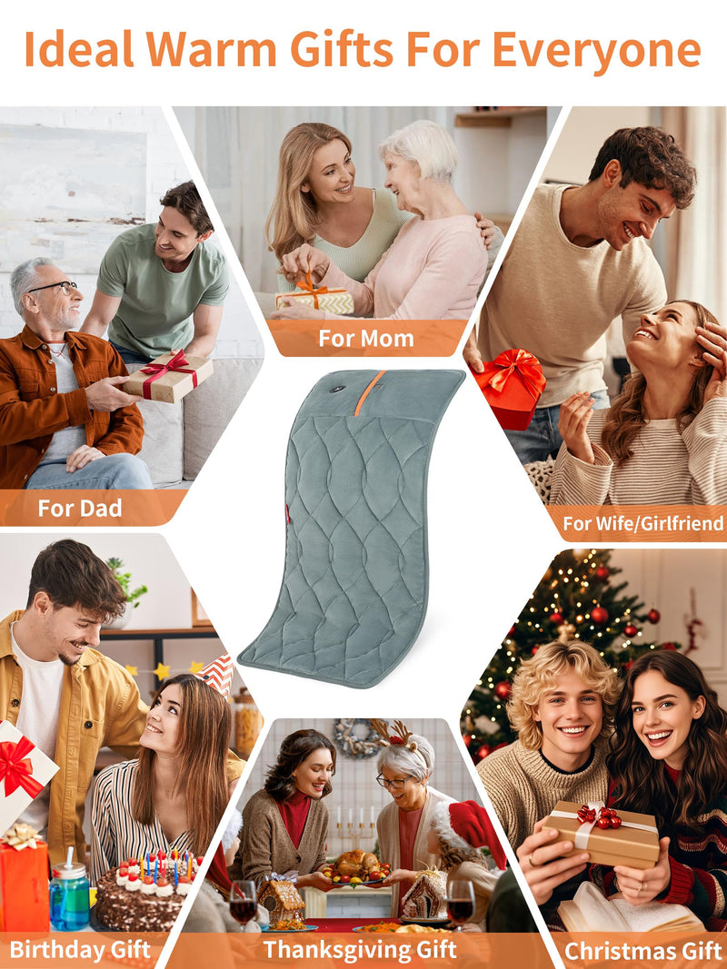 Vofuoti Portable Cordless Electric Heating Pad with 10000mAh Battery | Operated 3 Heat Settings, Rechargeable Wireless Heat Pad for Back,Abdomen,Neck,Outdoor, Gift for Women Men, FSA Eligible HSA Gray 12"x24"