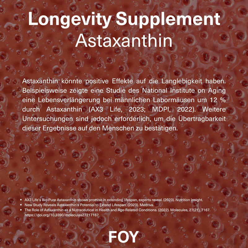 [Australia] - FOY® Vitality Astaxanthin vegan + Vitamin D3 + K2 + E (antioxidant) + MCT oil for high bioavailability - 60 high-dose premium capsules, laboratory tested 