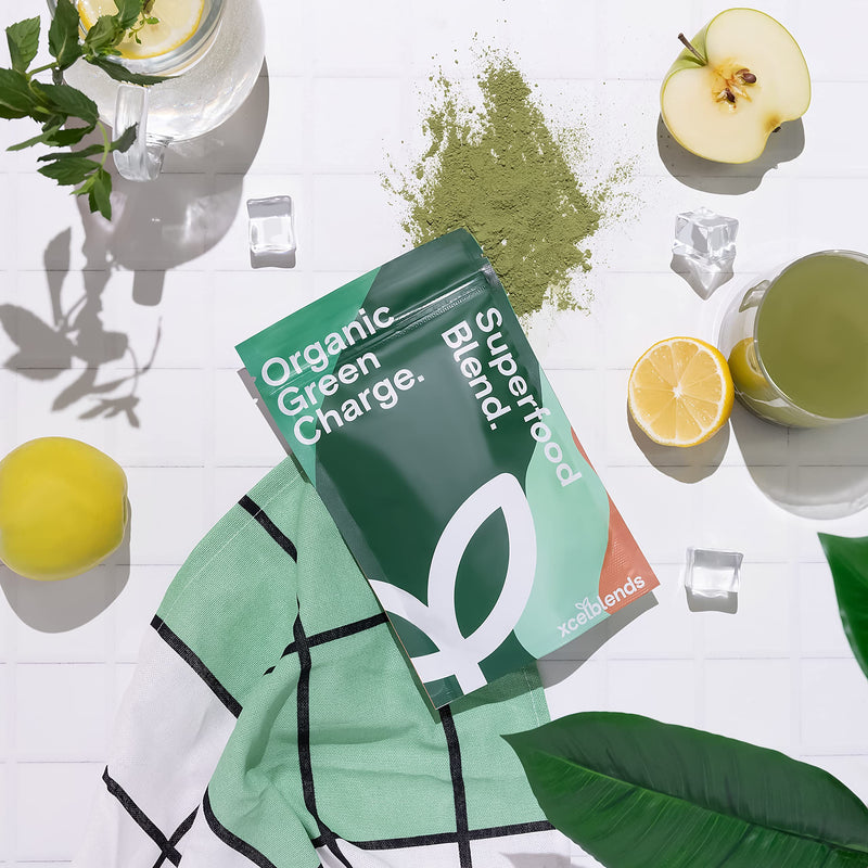 Green Charge Organic Greens Powder 150g - Pharmacist-Formulated for Digestion, Boost Immunity & Lower Stress | Ashwagandha, Moringa, Barleygrass, Spirulina, Chlorella, Apple,Lucuma