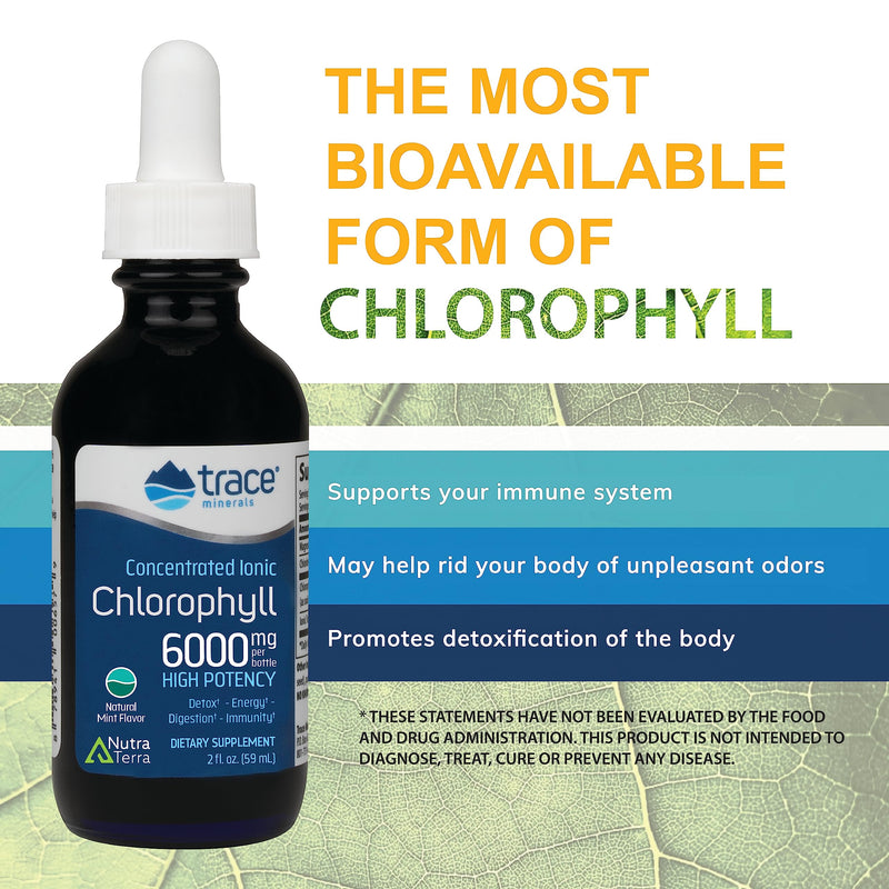 [Australia] - Trace Minerals | Concentrated Ionic Chlorophyll | Supports & Immune Function | Antioxidant | Supports Blood & Energy | Mint Flavored | 2.0oz 6,000mg/bottle 