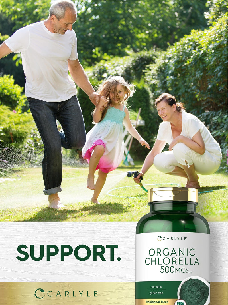 [Australia] - Carlyle Chlorella Tablets Organic 500 mg | 1000 Count | Vegetarian, Non-GMO, and Gluten Free Supplement 