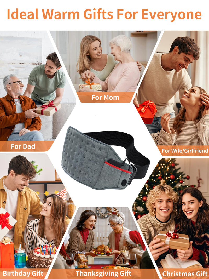 Vofuoti Portable Cordless Heating Pad with 10000mAh Battery | 3 Heat Settings, Rechargeable Electric Battery Operated Heat Pad for Back,Abdomen,Neck,Shoulders,Outdoor, Gift for Women Men Gray 8"x22"