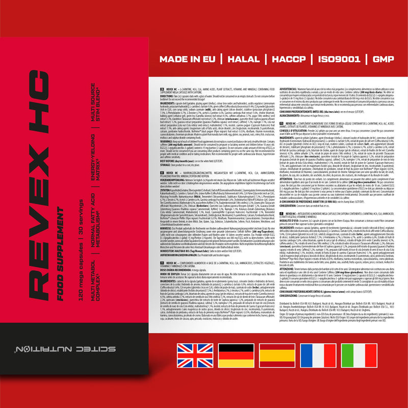 Scitec Nutrition Revex HC | L-carnitine | HCA | CLA | Amino acids | Plant extracts | Vitamins and Minerals | with Caffeine, 120 Mega Capsules