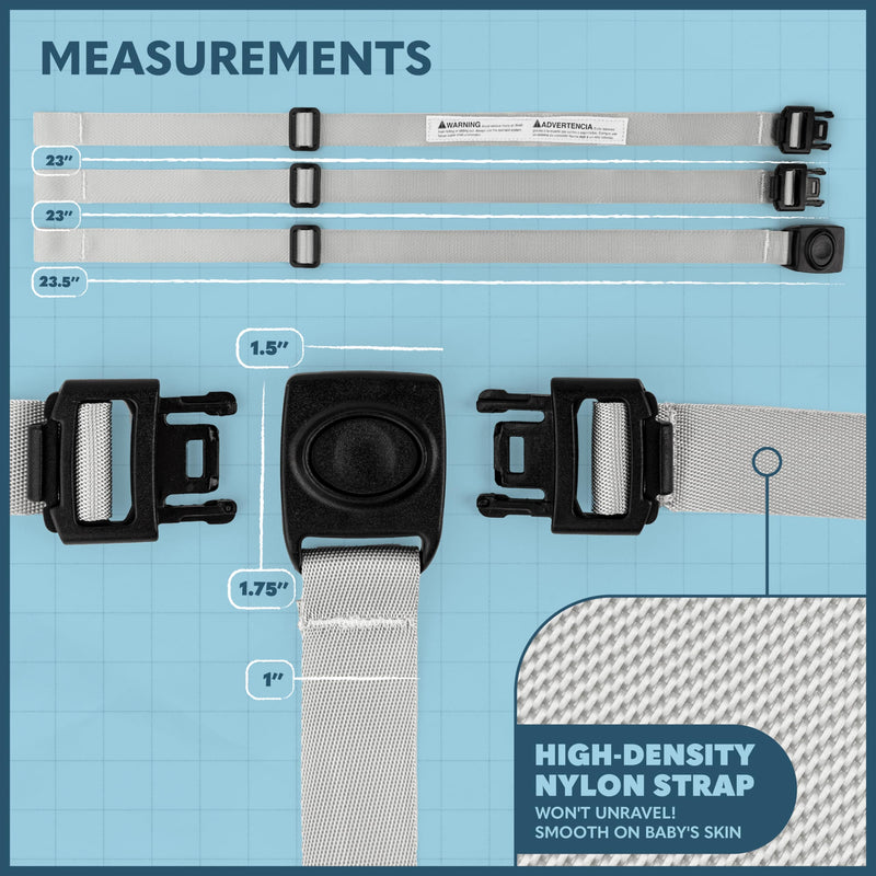 [Australia] - Today's Kids High Chair Straps Replacement Compatible with IKEA Antilop High Chair - Heavy Duty 3 Point Harness Seat Belt, Adjustable Durable Polyester, Soft & Comfortable on Baby's Skin - Gray 