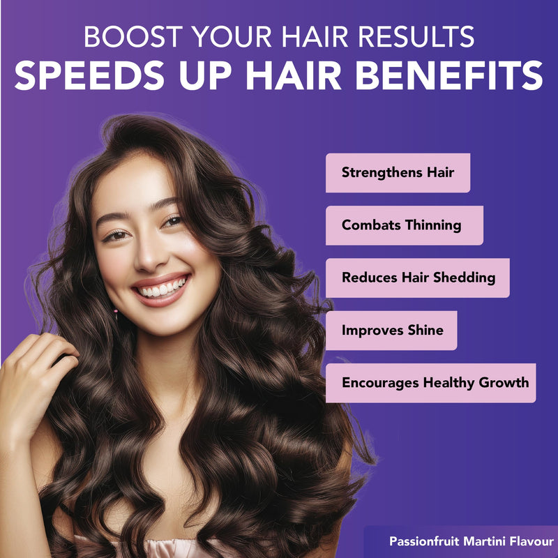 Reverse Life - Limited Edition Passionfruit Martini Hair Booster - 5,000mg Hydrolysed Collagen with Biotin, Zinc, Vitamin C and B12-30-Day Dose - Collagen Supplements - 450ml 30 Day Supply