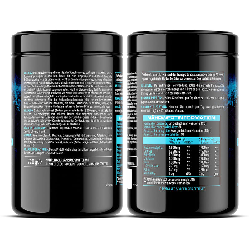 [Australia] - Pre Workout Demon - BLUE RASPBERRY FLAVOR - Pre Workout Booster with Creatine, Beta Alanine, Taurine & Caffeine - Training Booster - Climate Neutral & Made in Germany (720g) Blue Raspberry Flavor 80 Servings (Pack of 1) 