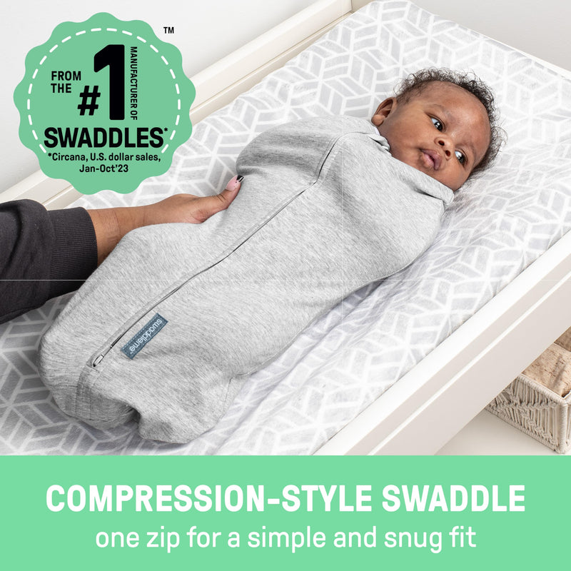 [Australia] - SwaddleMe by Ingenuity Compression Swaddle Pod, Two-Way Zipper for Easy Changes, Improves Sleep & Calms Startle Reflex, 0-2 Months, 2-Pack - Flower Confetti Flower Confetti 1pk 
