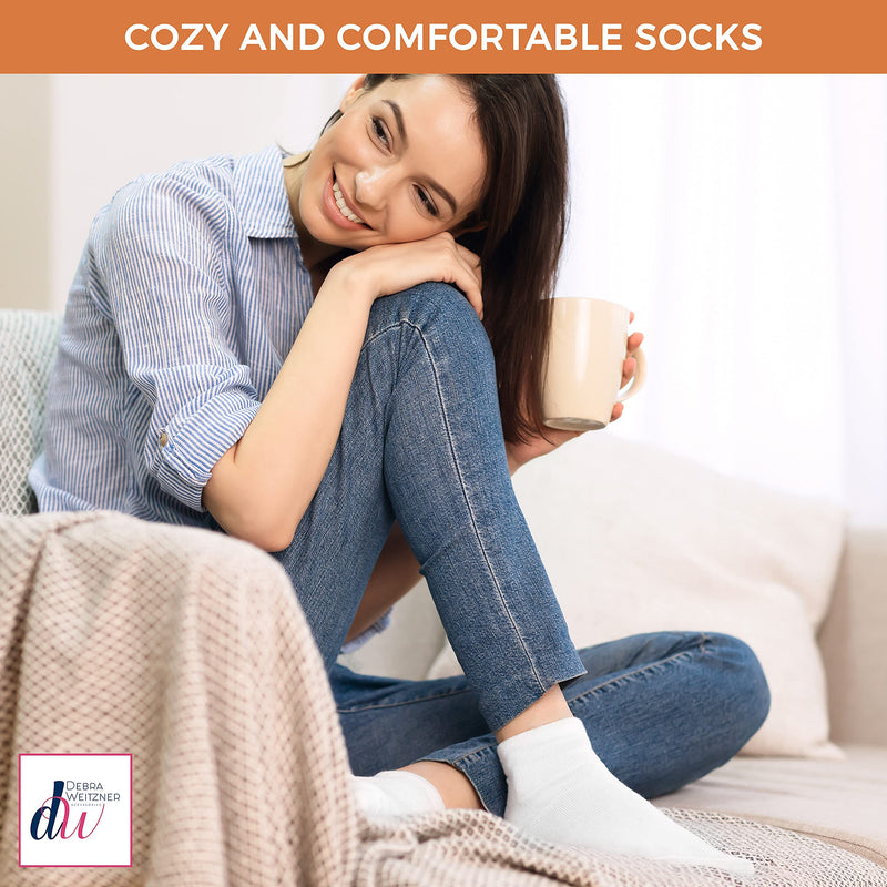 [Australia] - Debra Weitzner 6Pk Non-Binding Loose Fit Sock - Non-Slip Diabetic Socks for Men and Women - Crew, Ankle 10-13 Crew Grey With Grips 