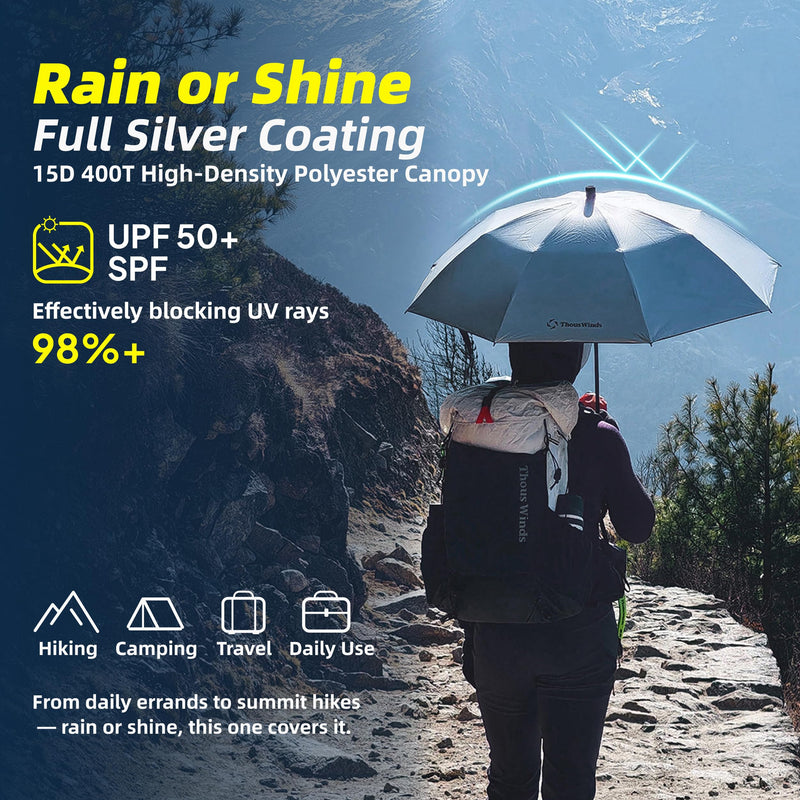 Thous Winds 5.4oz Ultralight Hiking Umbrella - 43" Hands-Free Compact Umbrella, Carbon Fiber & Aluminum, UPF 50+ Sun & Rain Protection, for Hiking, backpacking, Trekking, Travel, and Outdoor