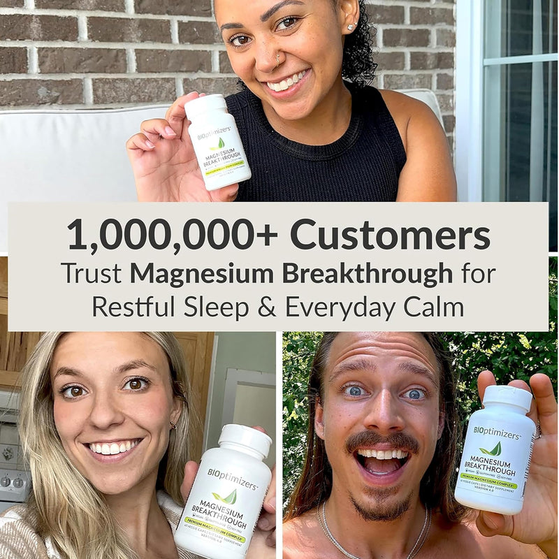 BIOptimizers Magnesium Breakthrough 4.0 7-in-1 Complex | 60 Vegan Capsules | High Strength Glycinate, Malate, Taurate & Citrate – Magnesium Supplements for Sleep, Anxiety & Leg Cramps 60 count (Pack of 1)