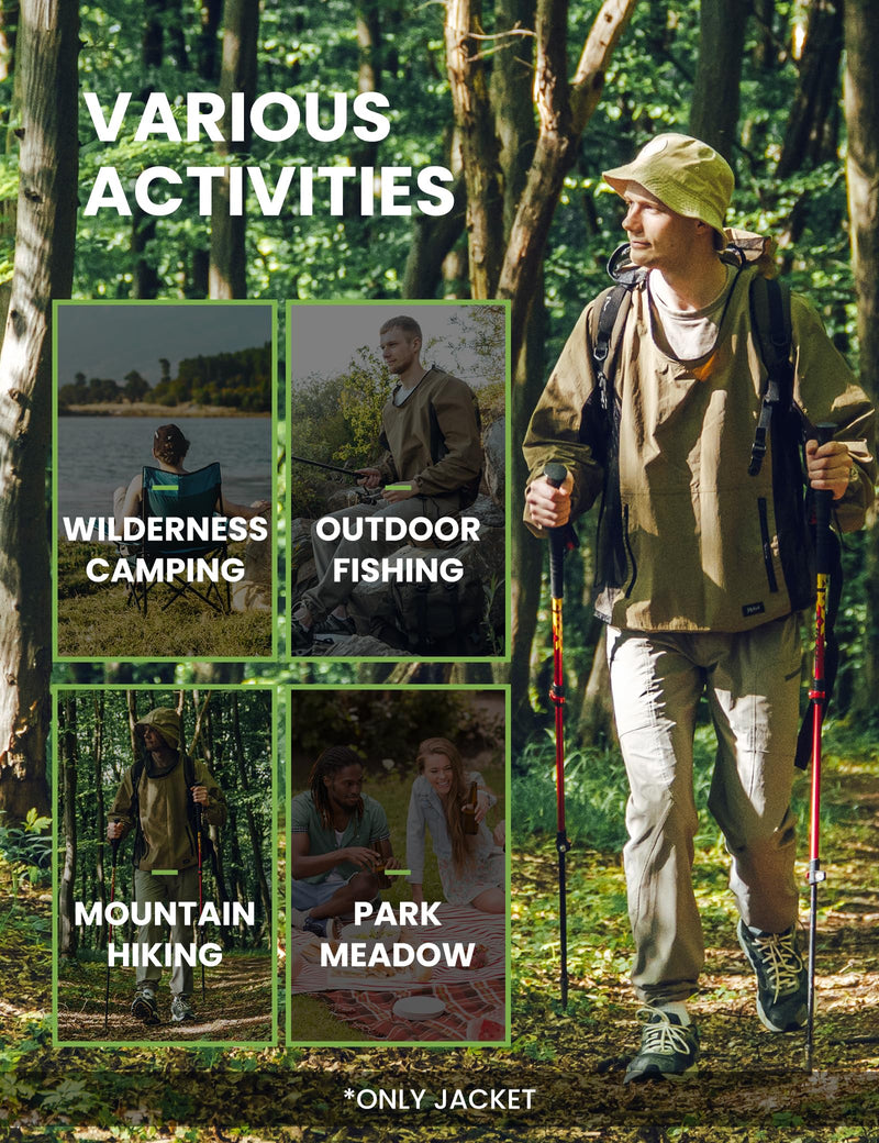 [Australia] - Mosquito Jacket, Durable Bug-Proof Jacket with Adjustable Hood & Pocket, Summer Adventures Mosquito Proof Clothing XX-Large 