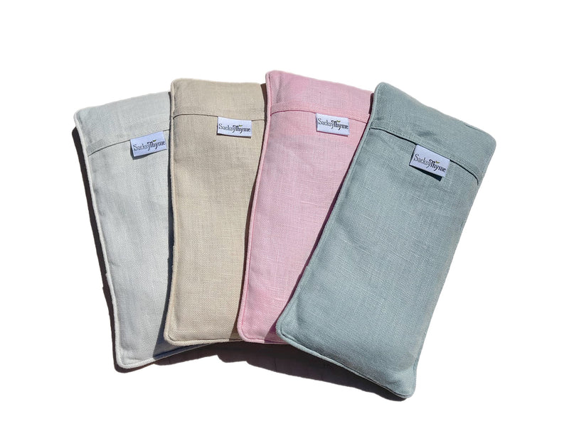 [Australia] - Sacksy Thyme Organic Linen Eye Pillow - Lavender & Flaxseed for Relaxation, Yoga, Stress Relief - Microwavable Heating Pad & Cool Compress - Made in USA - Gifts for Meditation Beige (Unscented) 