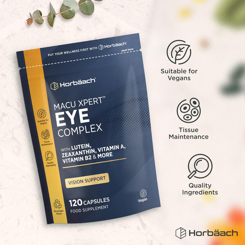 Lutein and Zeaxanthin Eye Supplement for Adults | High Strength Complex with Vitamin A, E, C, B2, Zinc, Copper and Beta Carotene | 120 Vegan Capsules | By Horbaach