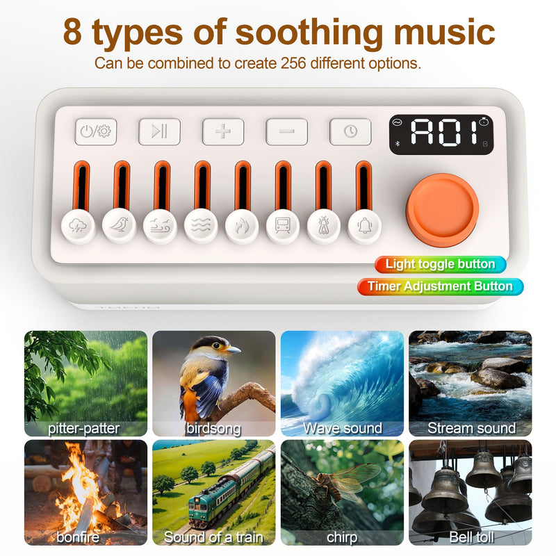 [Australia] - White Noise Sleep Sound Machine with 8 Nature Sounds, Portable Bluetooth Speaker, 12 Colors Night Lights, Sleep Timer & Breathing Exercises, for Babies, Kids, and Adults S660pro L 