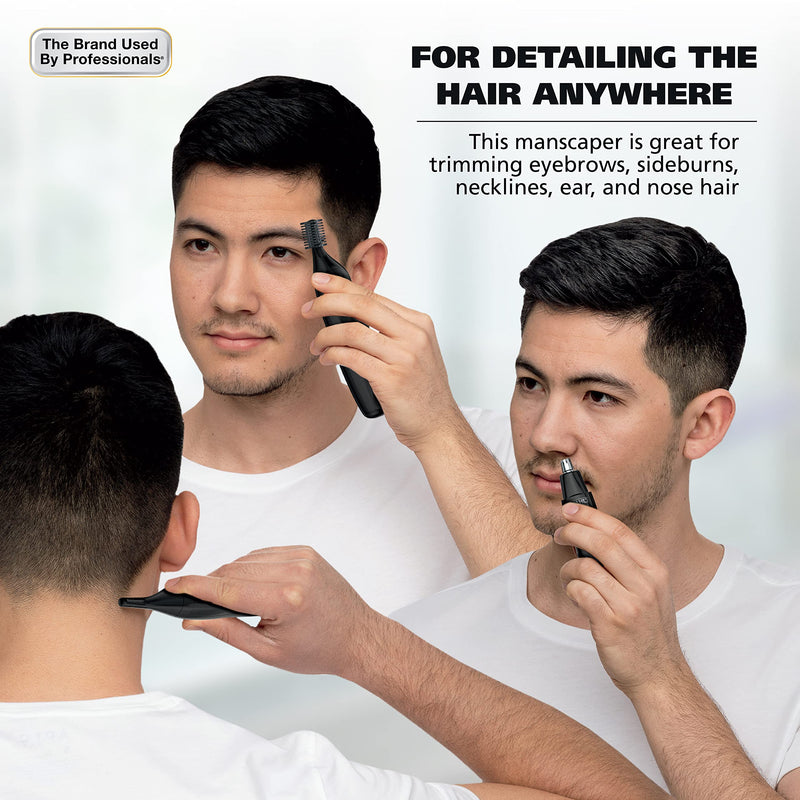 Wahl Manscaper Rechargeable Multipurpose Precision Detail Trimmer with Rotary Attachment Head for Hygienic Grooming of Hair Anywhere, for Eyebrows, Sideburns, Necklines, Ear, and Nose Hairs