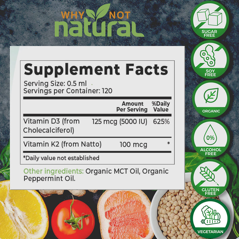 Why Not Natural Organic Vitamin B12 and Vitamin D3 K2 Liquid Drops