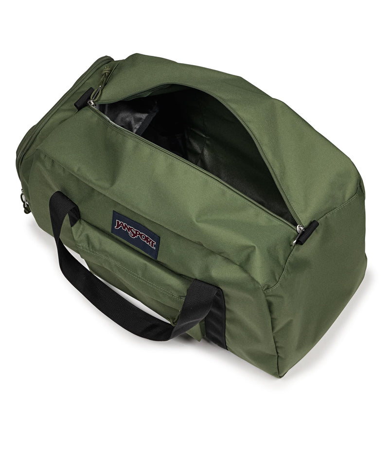 JanSport Weekender Medium Duffel - Travel or Gym Bag, Durable Weekender with Front Utility Pocket & Side Grab Handles - Cargo Green