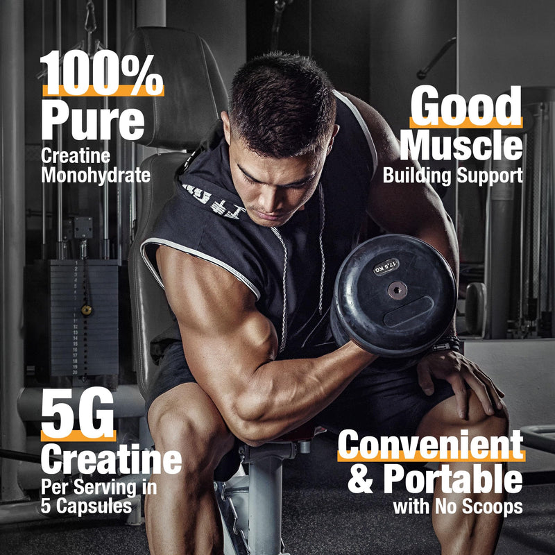 [Australia] - Micronized Creatine Monohydrate Capsules 200G, 200 Creatine Capsules Supplement for Muscle, Strength, Performance, Energy, Recovery, Gluten Free Creatine for Women and Men (40 Servings) 200 Count (Pack of 1) 